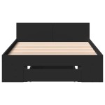 vidaXL Cadru de pat cu sertar, negru, 75x190 cm, lemn prelucrat vidaXL Cadru de pat cu sertar, negru, 75x190 cm, lemn prelucrat