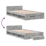 vidaXL Cadru de pat cu sertar, gri beton, 75x190 cm, lemn prelucrat vidaXL Cadru de pat cu sertar, gri beton, 75x190 cm, lemn prelucrat