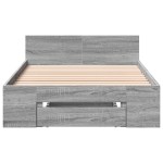 vidaXL Cadru de pat cu sertar gri sonoma 75x190 cm lemn prelucrat