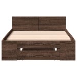 vidaXL Cadru de pat cu sertar stejar maro 75x190 cm lemn prelucrat