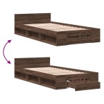 vidaXL Cadru de pat cu sertar stejar maro 75x190 cm lemn prelucrat