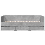 vidaXL Pat de zi cu sertare fără saltea, gri beton, 100x200 cm