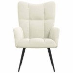 vidaXL Scaun de relaxare, alb crem, catifea