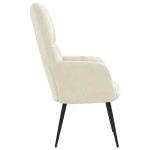 vidaXL Scaun de relaxare, alb crem, catifea