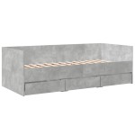 vidaXL Pat de zi cu sertare fără saltea, gri beton, 90x200 cm