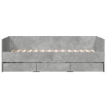 vidaXL Pat de zi cu sertare fără saltea, gri beton, 90x200 cm