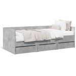 vidaXL Pat de zi cu sertare fără saltea, gri beton, 90x190 cm