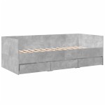 vidaXL Pat de zi cu sertare fără saltea, gri beton, 90x190 cm