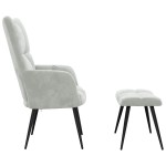 vidaXL Scaun de relaxare cu taburet, gri deschis, catifea vidaXL Scaun de relaxare cu taburet, gri deschis, catifea