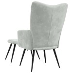 vidaXL Scaun de relaxare cu taburet, gri deschis, catifea vidaXL Scaun de relaxare cu taburet, gri deschis, catifea