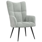 vidaXL Scaun de relaxare cu taburet, gri deschis, catifea vidaXL Scaun de relaxare cu taburet, gri deschis, catifea