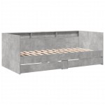 vidaXL Pat de zi cu sertare fără saltea, gri beton, 100x200 cm
