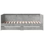vidaXL Pat de zi cu sertare fără saltea, gri beton, 100x200 cm