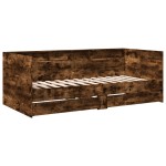 vidaXL Pat de zi cu sertare fără saltea, stejar fumuriu, 100x200 cm