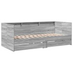 vidaXL Pat de zi cu sertare fără saltea, gri sonoma, 100x200 cm
