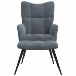vidaXL Scaun de relaxare cu taburet, gri închis, catifea vidaXL Scaun de relaxare cu taburet, gri închis, catifea