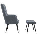 vidaXL Scaun de relaxare cu taburet, gri închis, catifea vidaXL Scaun de relaxare cu taburet, gri închis, catifea