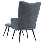 vidaXL Scaun de relaxare cu taburet, gri închis, catifea vidaXL Scaun de relaxare cu taburet, gri închis, catifea