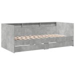 vidaXL Pat de zi cu sertare fără saltea, gri beton, 75x190 cm