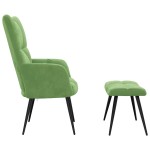 vidaXL Scaun de relaxare cu taburet, verde deschis, catifea