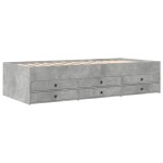 vidaXL Pat de zi cu sertare fără saltea, gri beton, 100x200 cm