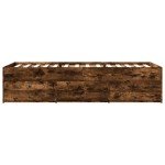 vidaXL Pat de zi cu sertare fără saltea, stejar fumuriu, 100x200 cm