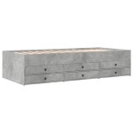 vidaXL Pat de zi cu sertare fără saltea, gri beton, 90x200 cm