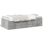 vidaXL Pat de zi cu sertare fără saltea, gri beton, 90x190 cm