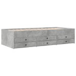vidaXL Pat de zi cu sertare fără saltea, gri beton, 90x190 cm
