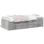 vidaXL Pat de zi cu sertare fără saltea, gri beton, 75x190 cm