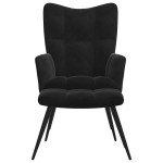 vidaXL Scaun de relaxare cu taburet, negru, catifea vidaXL Scaun de relaxare cu taburet, negru, catifea