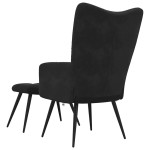 vidaXL Scaun de relaxare cu taburet, negru, catifea vidaXL Scaun de relaxare cu taburet, negru, catifea
