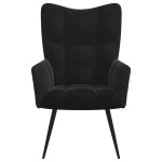 vidaXL Scaun de relaxare cu taburet, negru, catifea vidaXL Scaun de relaxare cu taburet, negru, catifea