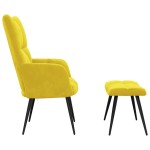 vidaXL Scaun de relaxare cu taburet, galben muștar, catifea vidaXL Scaun de relaxare cu taburet, galben muștar, catifea
