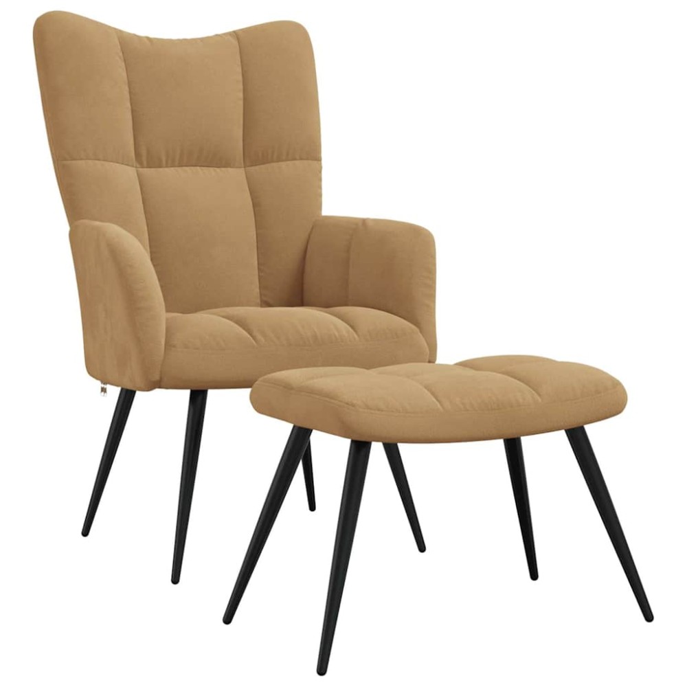 vidaXL Scaun de relaxare cu taburet, maro, catifea
