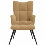 vidaXL Scaun de relaxare cu taburet, maro, catifea vidaXL Scaun de relaxare cu taburet, maro, catifea