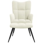 vidaXL Scaun de relaxare cu taburet, alb crem, catifea vidaXL Scaun de relaxare cu taburet, alb crem, catifea