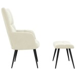 vidaXL Scaun de relaxare cu taburet, alb crem, catifea vidaXL Scaun de relaxare cu taburet, alb crem, catifea