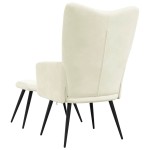 vidaXL Scaun de relaxare cu taburet, alb crem, catifea vidaXL Scaun de relaxare cu taburet, alb crem, catifea