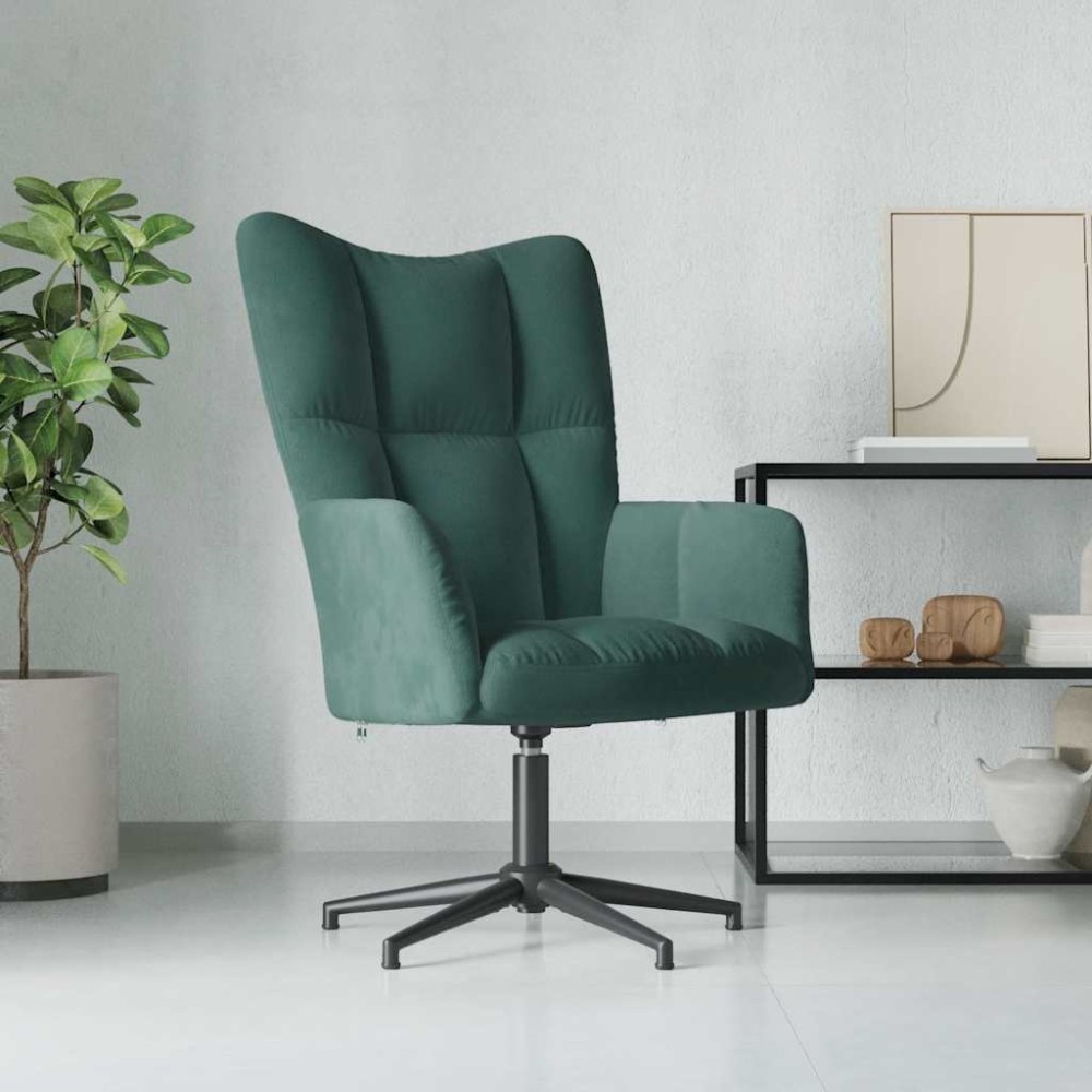 vidaXL Scaun de relaxare, verde închis, catifea
