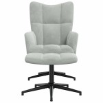 vidaXL Scaun de relaxare cu taburet, gri deschis, catifea vidaXL Scaun de relaxare cu taburet, gri deschis, catifea