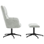 vidaXL Scaun de relaxare cu taburet, gri deschis, catifea vidaXL Scaun de relaxare cu taburet, gri deschis, catifea