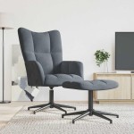 vidaXL Scaun de relaxare cu taburet, gri închis, catifea vidaXL Scaun de relaxare cu taburet, gri închis, catifea