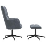 vidaXL Scaun de relaxare cu taburet, gri închis, catifea vidaXL Scaun de relaxare cu taburet, gri închis, catifea