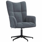 vidaXL Scaun de relaxare cu taburet, gri închis, catifea vidaXL Scaun de relaxare cu taburet, gri închis, catifea