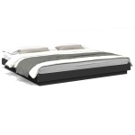 vidaXL Cadru de pat cu lumini LED, negru, 200x200 cm, lemn prelucrat