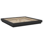 vidaXL Cadru de pat cu lumini LED, negru, 200x200 cm, lemn prelucrat