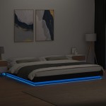 vidaXL Cadru de pat cu lumini LED, negru, 200x200 cm, lemn prelucrat