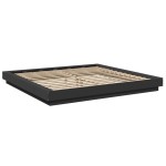 vidaXL Cadru de pat cu lumini LED, negru, 200x200 cm, lemn prelucrat