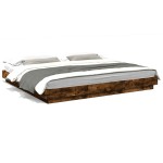 vidaXL Cadru de pat cu LED stejar fumuriu 200x200cm lemn prelucrat